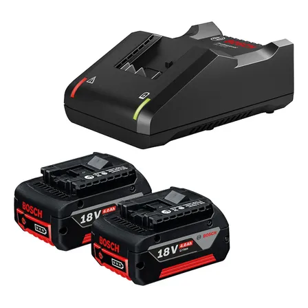 Kit 2 Baterias Gba 4ah + Carregador Bosch Gal18v-40 Preto 18v