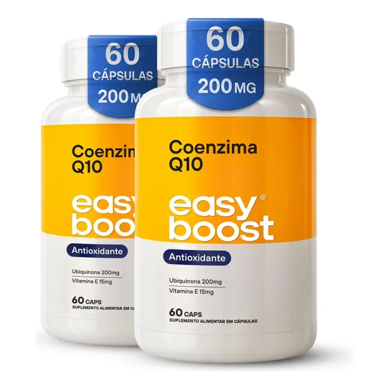 Coenzima Q10 200mg Premium Easy Boost Vitamina E 15mg + Coq10 120 Caps Kit 2x Sabor Neutro