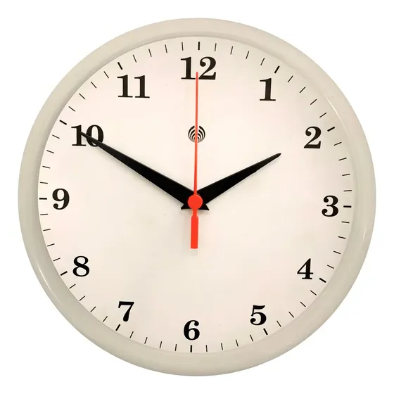 Relógio De Parede Fundo Branco 24,5 Cm Plasfort