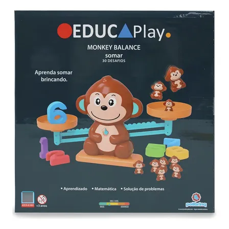 Jogo Educativo Balança Macaco Aprenda Somar Polibrinq 3+ anos
