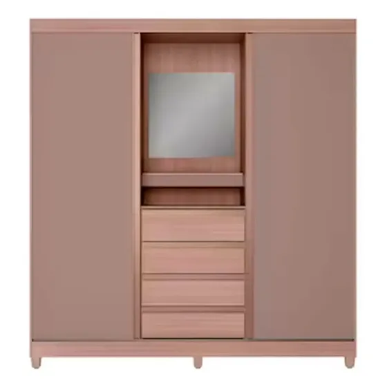 Guarda Roupa Fortaleza Ii 2 Portas 4 Gavetas Bartira Cor Avelã/Cappuccino