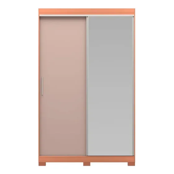 Guarda Roupa Solteiro Bartira América Com Espelho 2 Portas Cor Avel