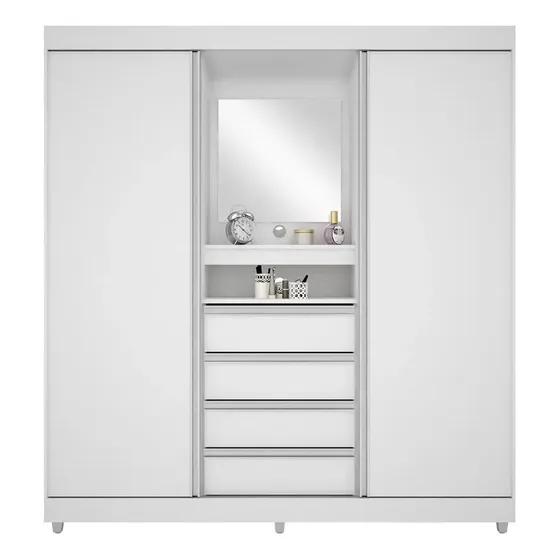 Guarda Roupa Fortaleza Ii 2 Portas 4 Gavetas Bartira Cor Branco