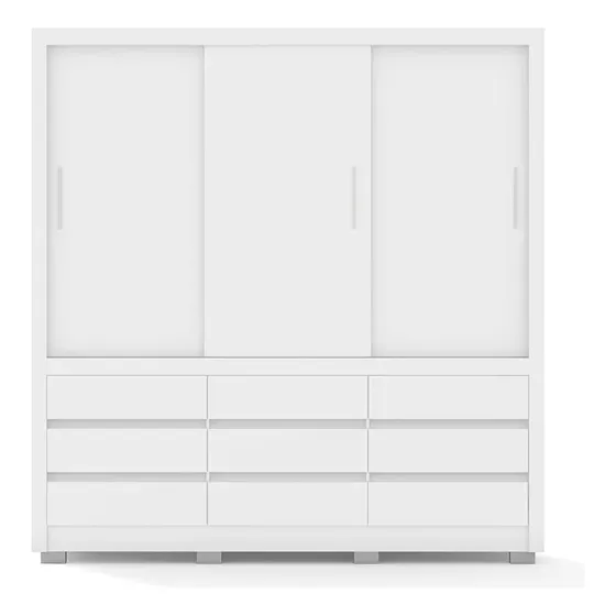 Guarda-roupa Bartira Arezzo Com 3 Portas E 9 Gavetas Cor Branco