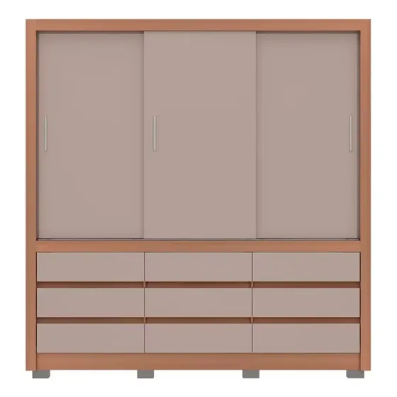 Guarda-roupa Bartira Arezzo Com 3 Portas E 9 Gavetas Cor Avelã/Cappuccino
