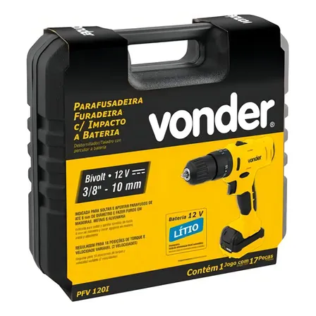 Parafusadeira Furadeira Pfv120i De Impacto Vonder Cor Amarelo 12v
