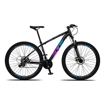 Bicicleta Aro 29 Gts Dexter 24 Marchas Freio A Disco Cor Preto Com Pink/azul Tamanho Do Quadro 21