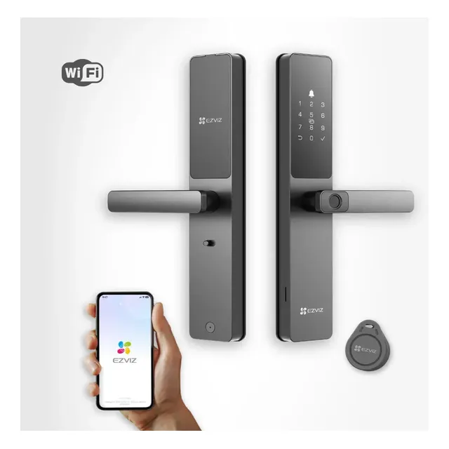 Fechadura Digital EZVIZ DL05 de Embutir, Wi-Fi, Sem Hub, Biometria, App, Senha, IP65 Resistente a Água
