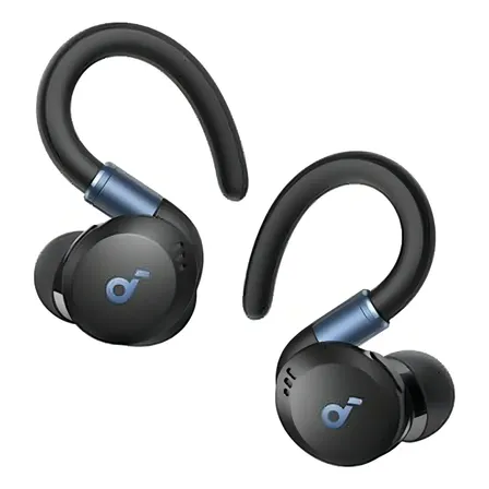 Fone De Ouvido Sem Fio Para Treinos soundcore Sport X20 ANC Cancelamento De Ruído Ativo Bluetooth 5.3 Multiponto Ganchos Ajustáveis Graves Potentes Bateria 48H IP68 Resistente Suor e Poeira Cor Preto