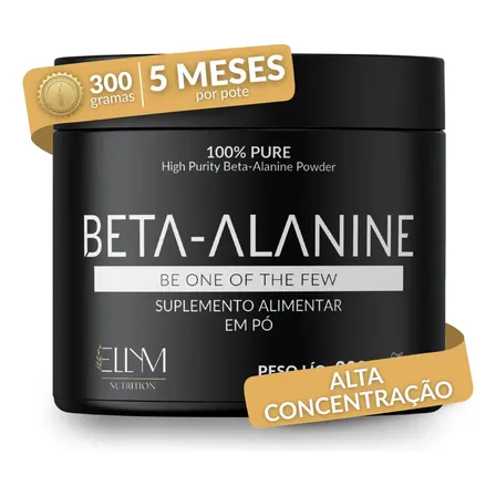 Beta Alanina 300g 100% Pura Performance Recuperação Muscular Pós Pré Treino 150 Doses Sem Sabor Concentrada Ellym Nutrition