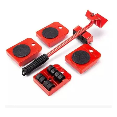 Kit Movedor De Móveis Pesados Aso 130kg Ferramenta Levantadora Vermelho