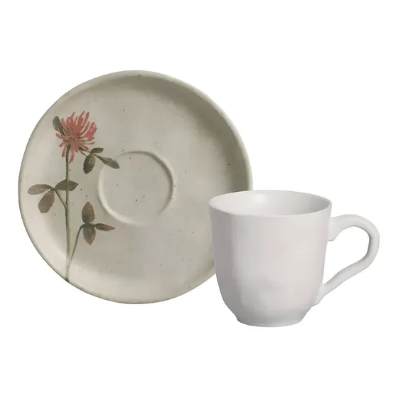 JOGO C/ 6 XÍCARAS DE CAFÉ C/ 6 PIRES BIO STONEWARE CAMPESTRE 120ML PORTO BRASIL