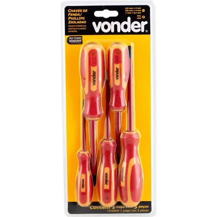 Jogo De Chaves Fenda Phillips Isolada Eletricista Iec60900 Vonder 1.000v