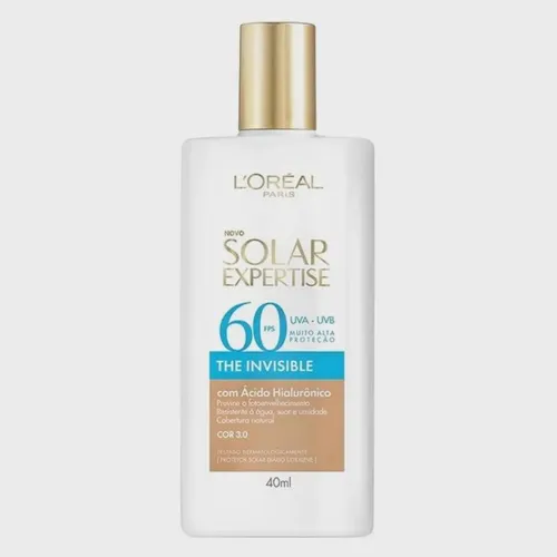 Protetor Solar Facial FPS 60, Textura Aquosa Ultraleve, Proteção Avançada Anti-Idade, Cor 3.0, Expertise The Invisible L’Oréal Paris Solar 40g