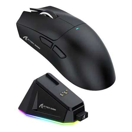 Mouse Gamer X11 Attack Shark Tri Mode 22000dpi Paw3311 Dock Cor Preto