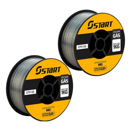 Arame Para Solda Mig Uso Sem Gás 0.8mm - Kit 2 Rolos De 1 Kg E71t-gs Start Cinza