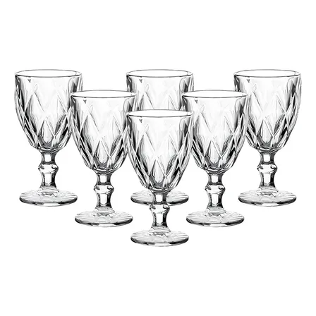 Jogo De Taças De Vidro Diamante Com 6 Peças De 340 Ml Linha Premium