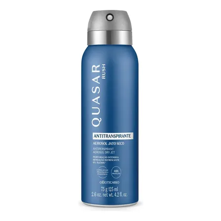 Desodorante Antitranspirante Aerossol Quasar Rush 75g 48h Proteção