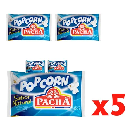 Kit Com 5 Pipocas De Microondas Sabor Natural - Pachá - 100g