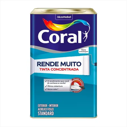Tinta Rende Muito Coral Acrílica Fosca Exterior/interior Acabamento Fosco Cor Tubarão Branco 16l