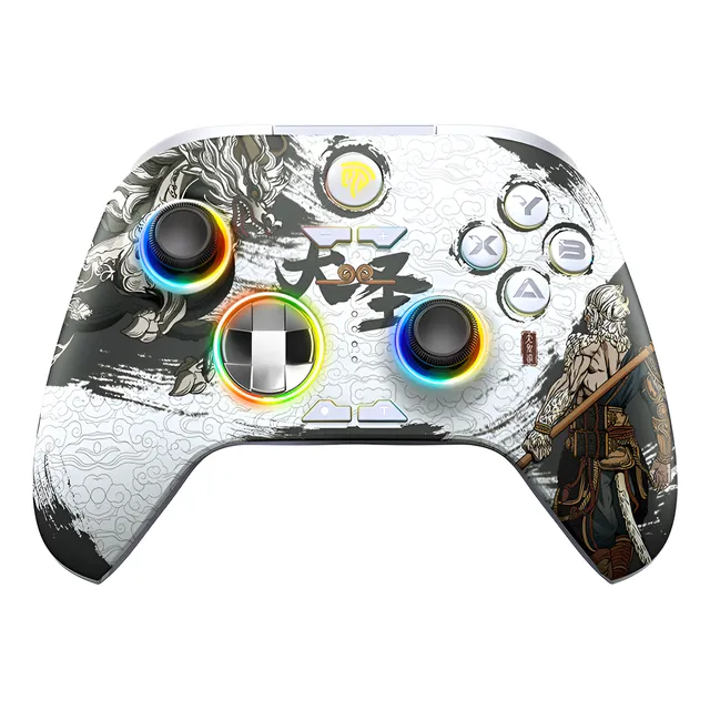 Controle Gamer Easysmx X15 Wukong Sem Fio Bluetooth Rgb Hall Joystick Compatível Pc Switch Android Branco