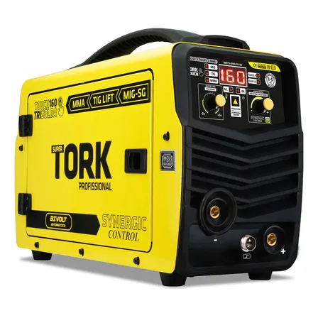 Maquina solda inversora mig sem gás 160a mma tig trisolda, cor amarelo frequência 50/60Hz super tork KAB.