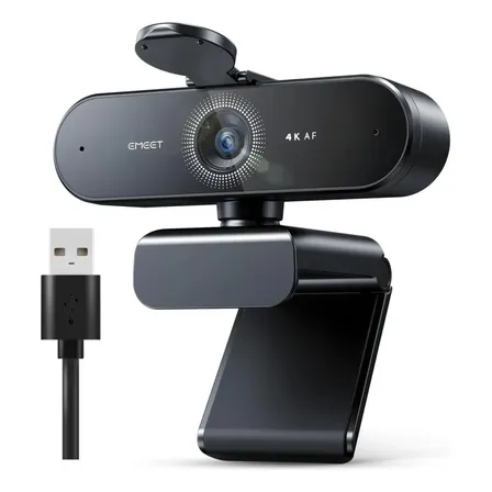 EMEET Nova 4K Webcam 1080P 60Fps Camera Para Pc Streaming Microfone Kit Viedeo Conferencia Foco Automático Preto