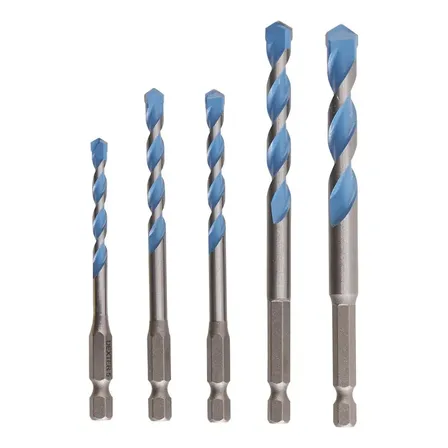 Jogo De Brocas Aço Multiconstrução Dexter Fura Gesso Madeira Metal Tijolos Blocos Concreto Rápido 5 Peças Diâmetros