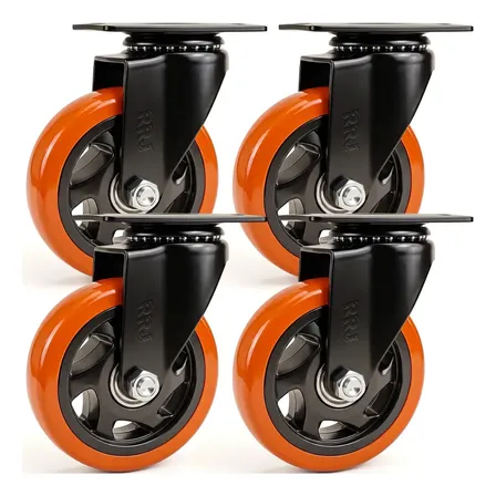 Kit 4 Rodinhas Para Moveis Pesado Industrial Rodízios Resistentes Rodas Grande Giratórias Com Placa Superior Reforçada Giratória 3 Polegada 75mm Material Pvc Ideal Para Moveis E Carrinhos Marca Rrj