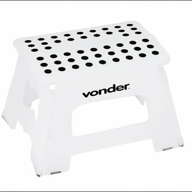 Mini Banqueta Escada 22cm Dobravel Uso Infantil E Adulto Cor Branco