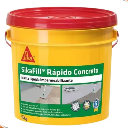 Manta Líquida Impermeável SikaFill Rápido para Lajes e Coberturas, Cor Concreto 15 kg