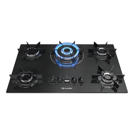 Cooktop 5 Bocas Mueller Mcg5bc Mesa De Vidro Tripla Chama Super Automático Preto 127/220v