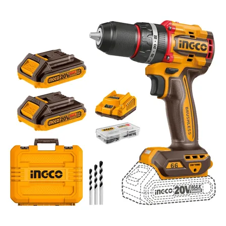 Parafusadeira/furadeira Impacto Bl 66 Nm C/2 Bat Ingco - Laranja - 50/60 Amarelo 20v
