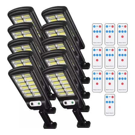 Kit 10 Refletores Solares LED 600W Branco-frio Com Sensor e Controle Remoto Luatek