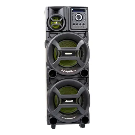 Caixa De Som Amplificada Amvox Aca 2201 Pesadão Black 2200w Woofer 12 Bivolt Preto 127/220v