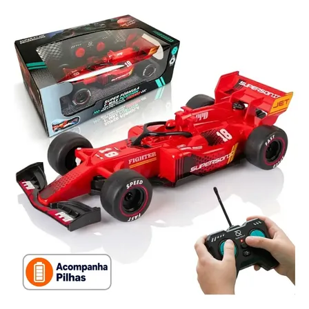 Carrinho Controle Remoto Formula 1 Vermelho Ferrari Atacarejo Kids Carro de Corrida sem Fio