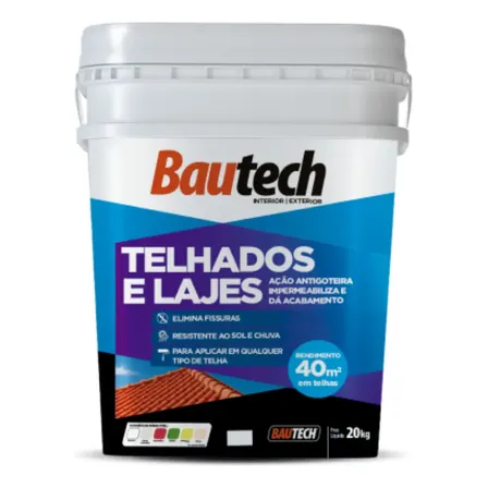 Super Manta Líquida Bautech Telhados E Lajes Antigoteira 20k Acabamento Fosco Cor Cinza Concreto