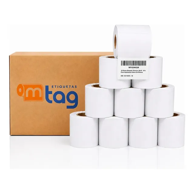 10 Rolos Etiqueta 60x40 Térmica Elgin L42 L42pro L42dt Cor Branco Desenho Impresso Neutro Neutral