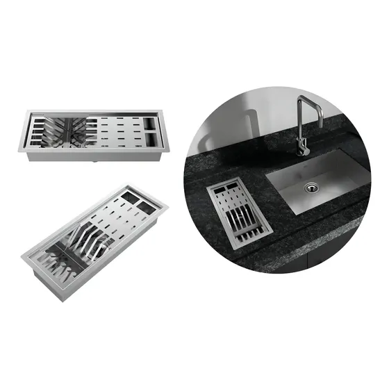 Escorredor de Louça Embutido Aço Inox Escovado DQI Unic 4140 Bancada