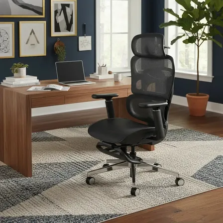 Cadeira Escritório Ergonômica Executiva Premium Souldis A08 Cor Preto Material do estofamento Malha