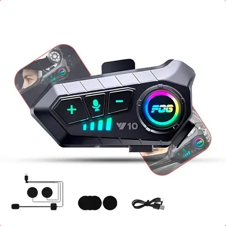 Fone Bluetooth Y10 Capacete Moto Ip55 Noise Cancelling Bateria 20h