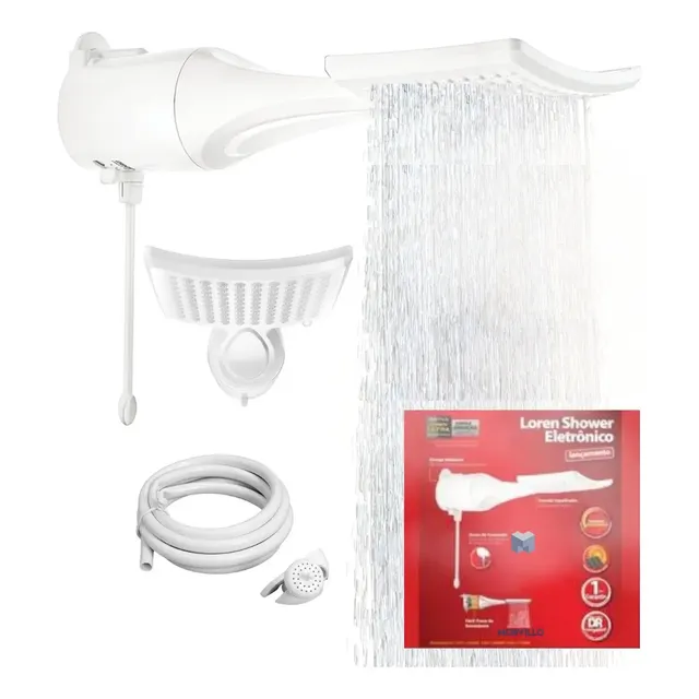 Chuveiro Elétrico De Parede Lorenzetti Loren Shower Ultra Branco 7.500kw 220v 7.5 Kw