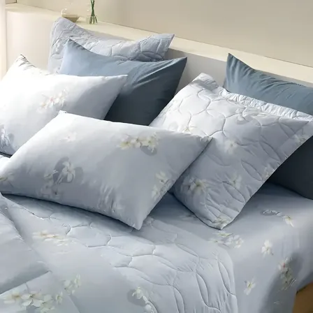 Jogo De Cama Casal 100% Algodão Jasmim 4 Peças Azul Karsten