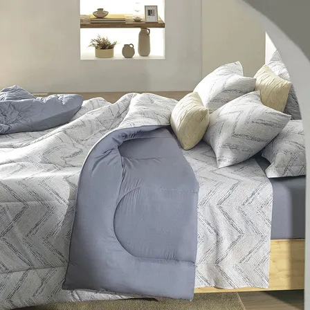 Jogo De Cama King 100% Algodão Fred 4 Peças Cinza Karsten