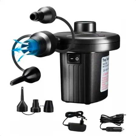 Bomba Inflador e Compressor de Ar Elétrico Portátil Bivolt 3 Bicos Colchão Inflável Piscina Boia 50W Bivolt HAIXIA