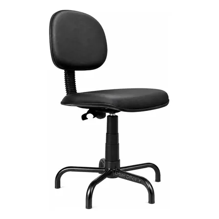Cadeira Costureira Giratória Corano Urban Office Preto Couro Sintético