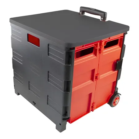 Carrinho Dobrável Multiuso Com Tampa Resistente Cor Preto-vermelho