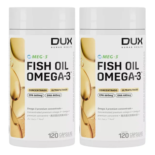 2x Ômega 3 Fish Oil Epa 660 Dha 440 Dux 120 Capsulas Sabor Sem Sabor