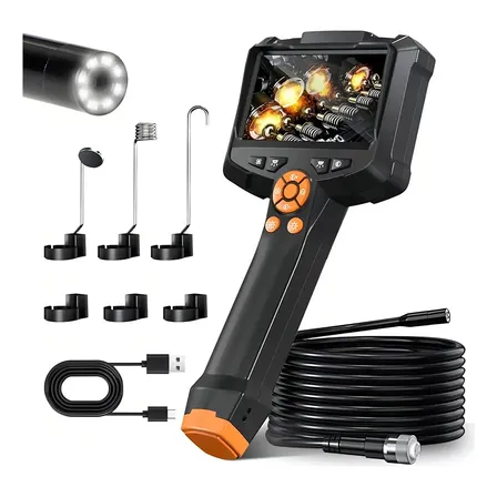 Câmera Endoscópica Inspeção Tomate 4,3" HD Dupla Lente Cabo 5m LED IP67