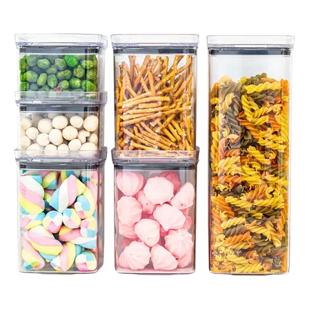 Kit 6 Potes Herméticos Quadrados Amobox 500ml 1000ml 2200ml
